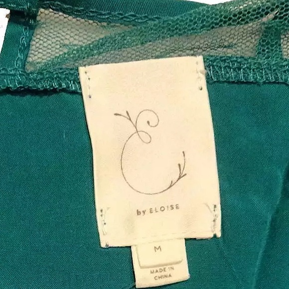 Anthropologie Silky Slip Dress Nightie Medium 6 8 Blue Mesh Inserts GR8 GIFT NWT - Picture 10 of 16